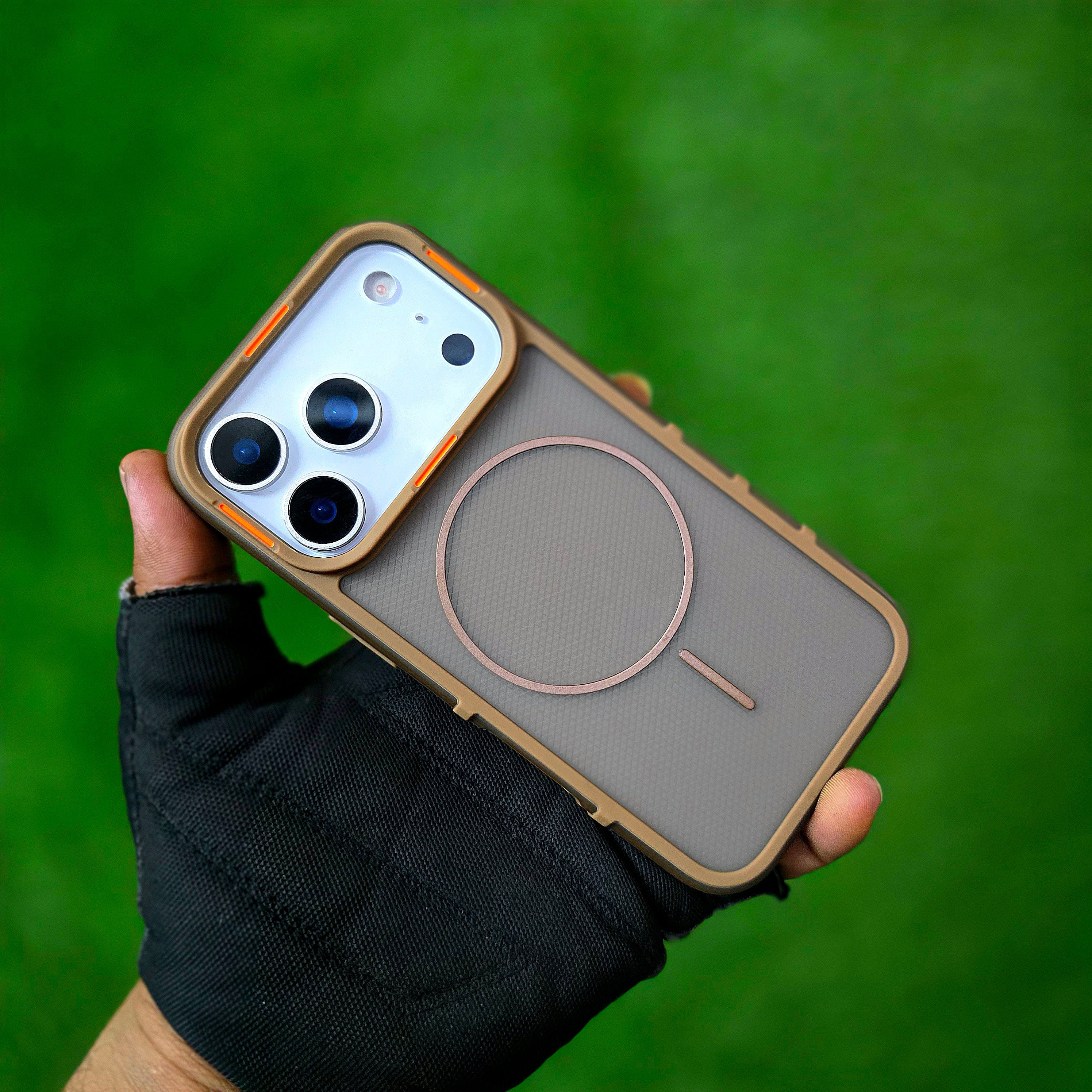 iPhone 17 Pro Hybrid Semi-Transparent Anti-Drop Back Cover with Magsafe - Desert Titanium